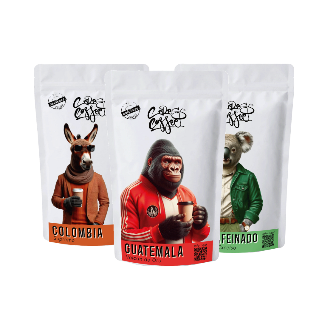 Pack Orígenes Guatemala, Colombia, Descafeinado 3x300g